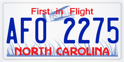NC license plate AFO2275