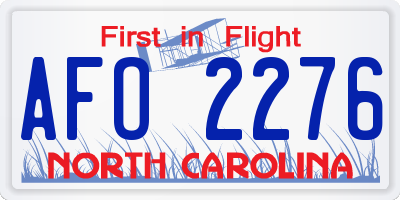 NC license plate AFO2276