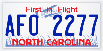 NC license plate AFO2277