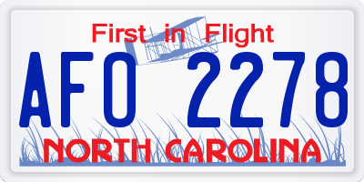 NC license plate AFO2278