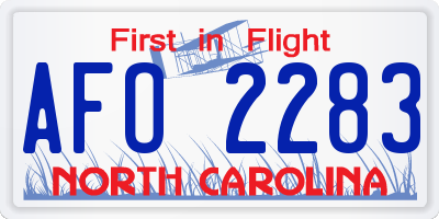 NC license plate AFO2283