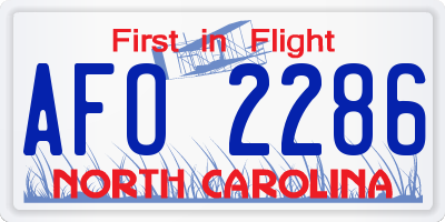 NC license plate AFO2286