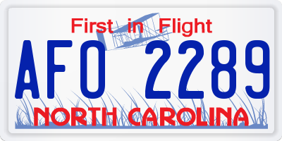 NC license plate AFO2289
