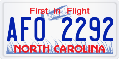 NC license plate AFO2292