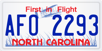 NC license plate AFO2293