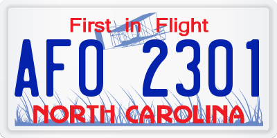 NC license plate AFO2301