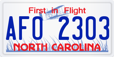 NC license plate AFO2303
