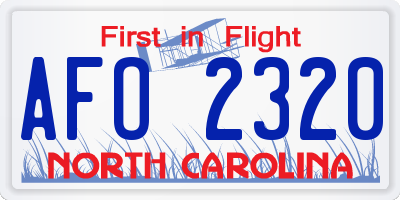 NC license plate AFO2320