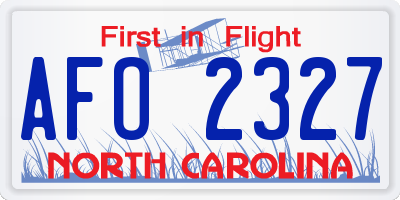 NC license plate AFO2327