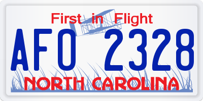 NC license plate AFO2328