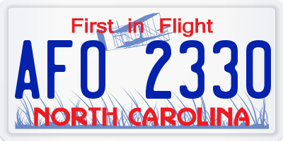 NC license plate AFO2330