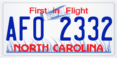 NC license plate AFO2332