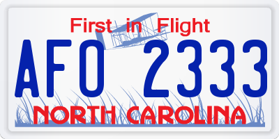 NC license plate AFO2333
