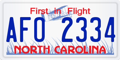 NC license plate AFO2334