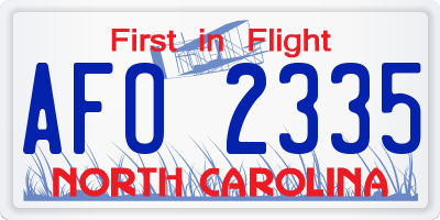 NC license plate AFO2335