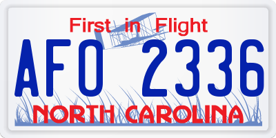 NC license plate AFO2336