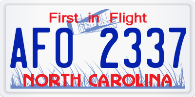 NC license plate AFO2337