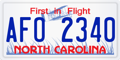 NC license plate AFO2340