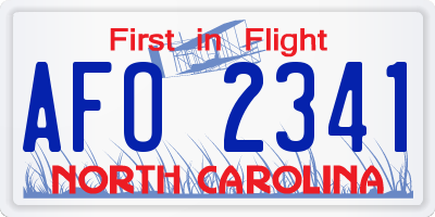 NC license plate AFO2341