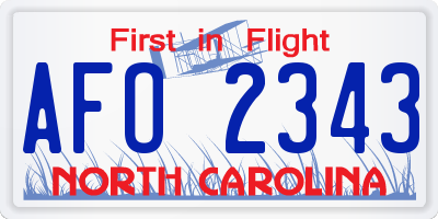 NC license plate AFO2343