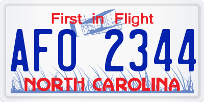 NC license plate AFO2344