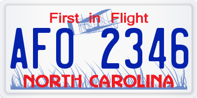 NC license plate AFO2346