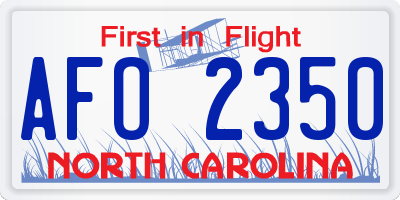 NC license plate AFO2350