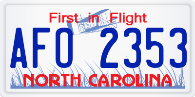 NC license plate AFO2353