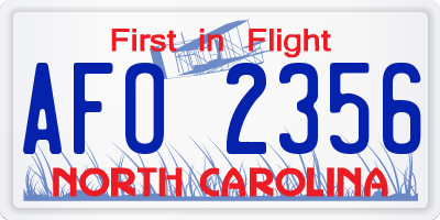 NC license plate AFO2356