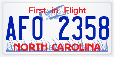 NC license plate AFO2358