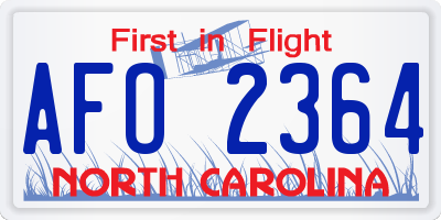 NC license plate AFO2364