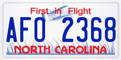 NC license plate AFO2368