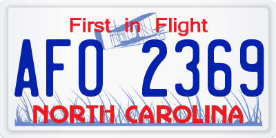 NC license plate AFO2369