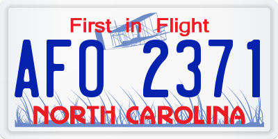 NC license plate AFO2371