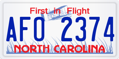NC license plate AFO2374