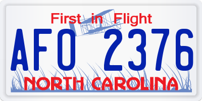 NC license plate AFO2376