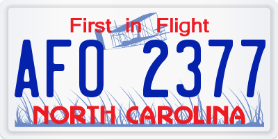 NC license plate AFO2377
