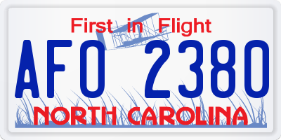 NC license plate AFO2380