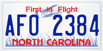 NC license plate AFO2384