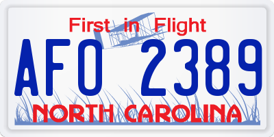 NC license plate AFO2389
