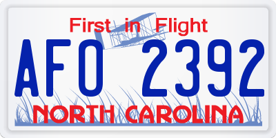 NC license plate AFO2392