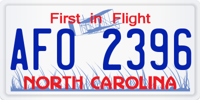 NC license plate AFO2396