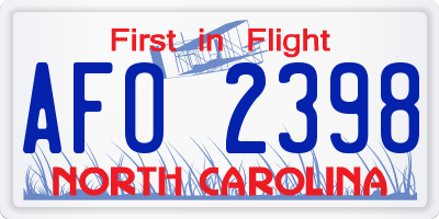 NC license plate AFO2398