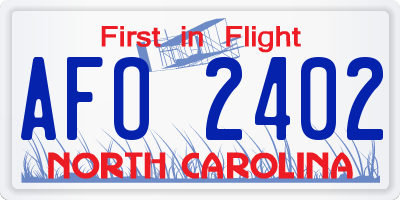 NC license plate AFO2402
