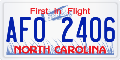NC license plate AFO2406