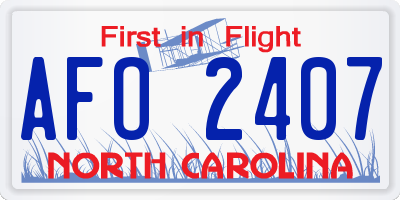 NC license plate AFO2407