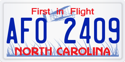 NC license plate AFO2409