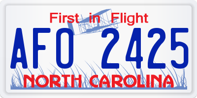 NC license plate AFO2425