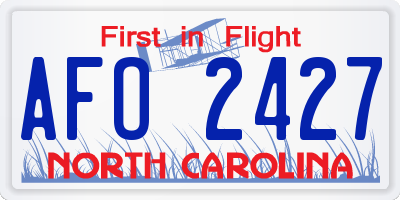 NC license plate AFO2427