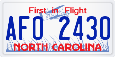 NC license plate AFO2430